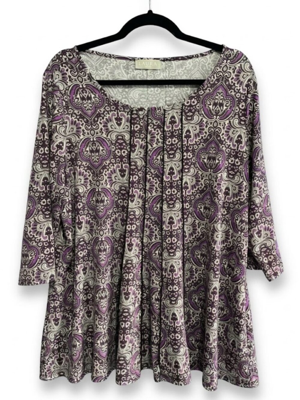 Laura Plus Purple Print Tunic Top - 1X